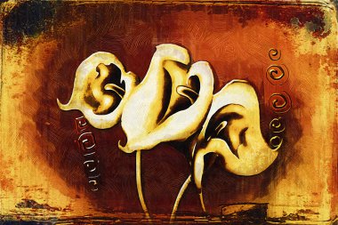 Vintage Yağlıboya Resim Sanat çizim çiçek