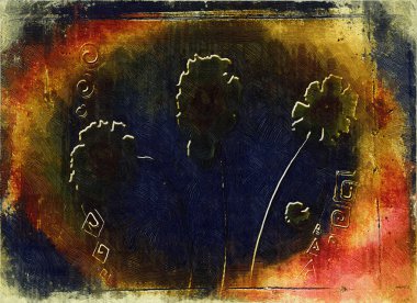 Vintage Yağlıboya Resim Sanat çizim çiçek