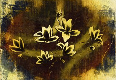 Vintage Yağlıboya Resim Sanat çizim çiçek