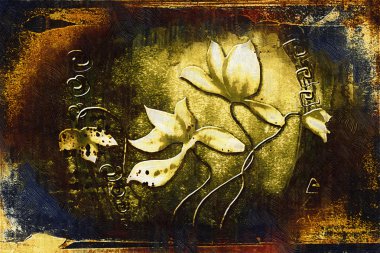 Vintage Yağlıboya Resim Sanat çizim çiçek