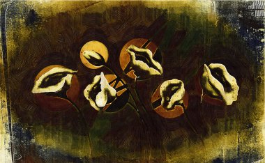 Vintage Yağlıboya Resim Sanat çizim çiçek