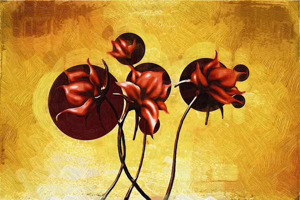 Pintura a óleo vintage com arte ilustração flor — Fotografia de Stock