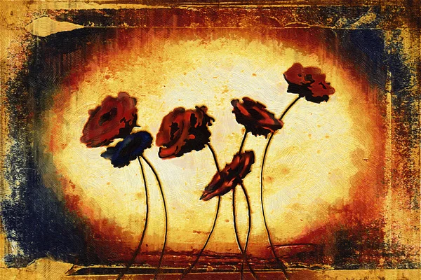 Peinture à l'huile vintage avec illustration d'art fleur — Photo