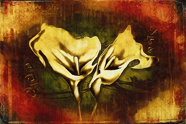 Pintura a óleo vintage com arte ilustração flor — Fotografia de Stock