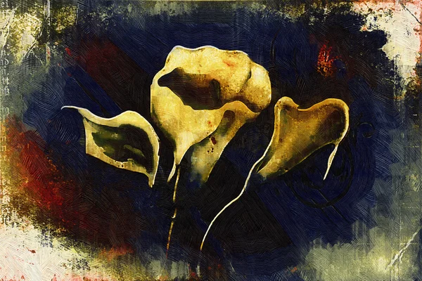 アート イラスト花とヴィンテージ油絵 — ストック写真