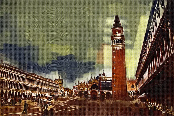 Venice Sztuka Malarstwo ilustracja — Zdjęcie stockowe