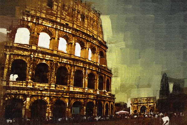 Velký starožitný Řím - Coloseum, kresbu v retro stylu — Stock fotografie
