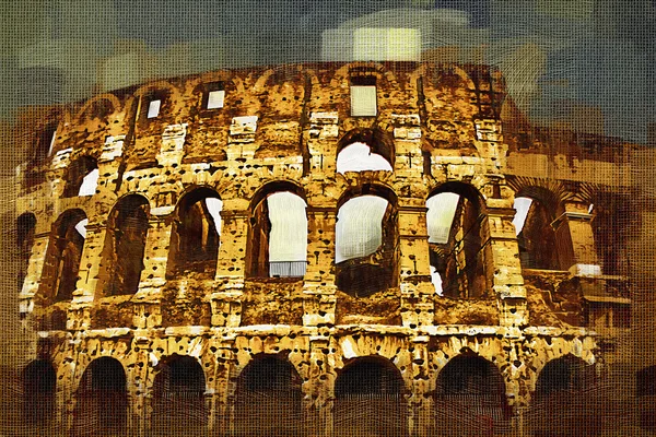 Grote antieke Rome - Coloseum, kunstwerken in retro stijl — Stockfoto