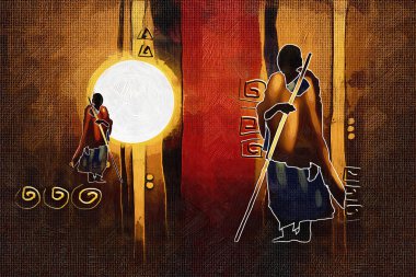 Afrikalı etnik retro-klasik illüstrasyon