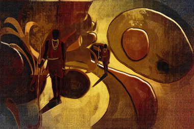 Afrikalı etnik retro-klasik illüstrasyon