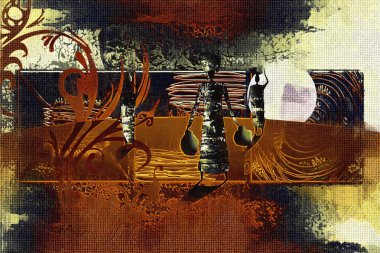 Afrikalı etnik retro-klasik illüstrasyon