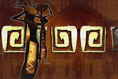 Afrikalı etnik retro-klasik illüstrasyon