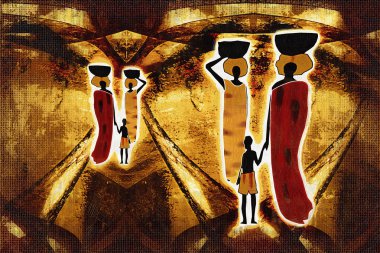 Afrikalı etnik retro-klasik illüstrasyon