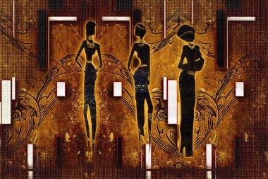 Afrikalı etnik retro-klasik illüstrasyon