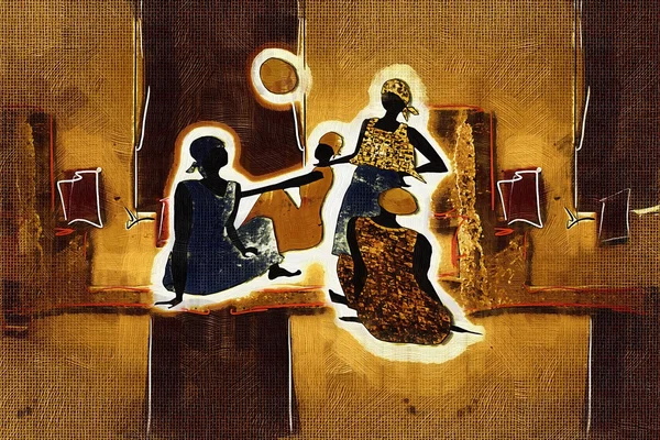 Illustration vintage rétro ethnique africaine — Photo