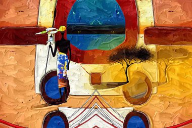 Afrikalı etnik retro-klasik illüstrasyon