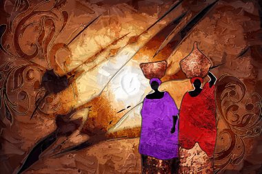 Afrikalı etnik retro-klasik illüstrasyon