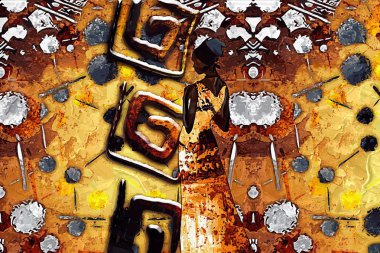 Afrikalı etnik retro-klasik illüstrasyon