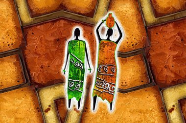 Afrikalı etnik retro-klasik illüstrasyon