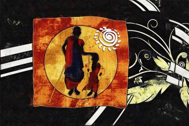 Afrikalı etnik retro-klasik illüstrasyon