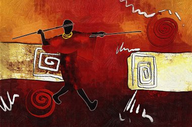 Afrikalı etnik retro-klasik illüstrasyon