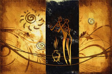 Afrikalı etnik retro-klasik illüstrasyon