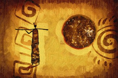 Afrikalı etnik retro-klasik illüstrasyon