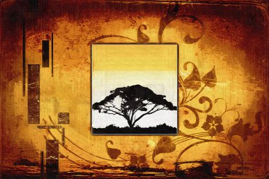 Afrikalı etnik retro-klasik illüstrasyon