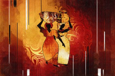 Afrikalı etnik retro-klasik illüstrasyon