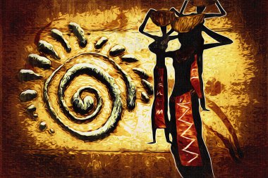 Afrikalı etnik retro-klasik illüstrasyon