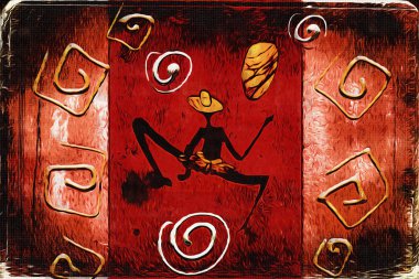 Afrikalı etnik retro-klasik illüstrasyon