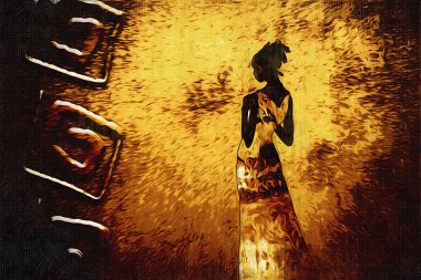 Afrikalı etnik retro-klasik illüstrasyon