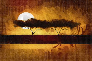 Afrikalı etnik retro-klasik illüstrasyon