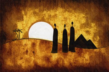 Afrikalı etnik retro-klasik illüstrasyon