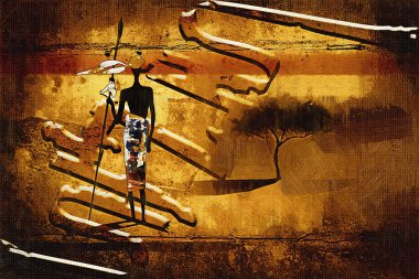 Afrikalı etnik retro-klasik illüstrasyon