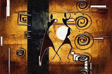 Afrikalı etnik retro-klasik illüstrasyon