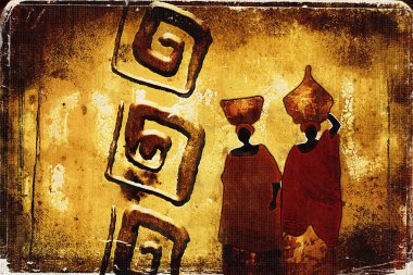 Afrikalı etnik retro-klasik illüstrasyon