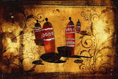 Afrikalı etnik retro-klasik illüstrasyon