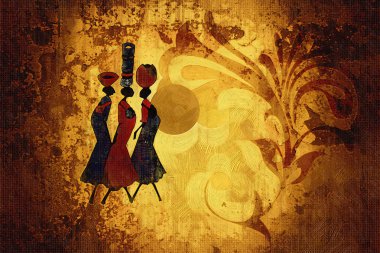 Afrikalı etnik retro-klasik illüstrasyon