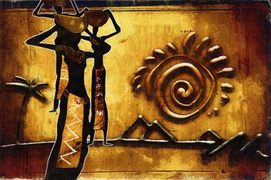 Afrikalı etnik retro-klasik illüstrasyon