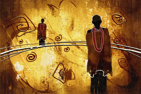 Африканская этническая ретро-винтажная иллюстрация — стоковое фото