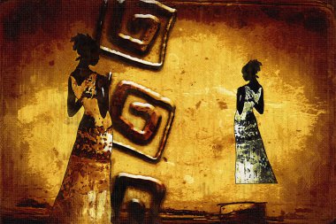 Afrikalı etnik retro-klasik illüstrasyon