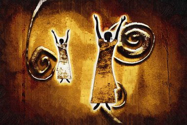 Afrikalı etnik retro-klasik illüstrasyon