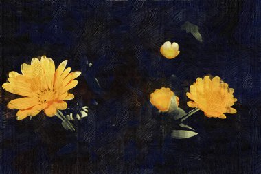 Sanat illüstrasyonu çiçekli klasik arkaplan