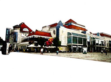 Sopot sanat çiziminde kare ve gezinti mimari dönüm noktası