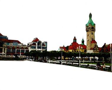 Sopot sanat çiziminde kare ve gezinti mimari dönüm noktası