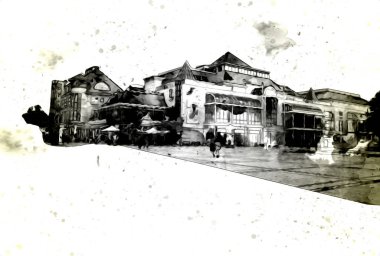 Sopot sanat çiziminde kare ve gezinti mimari dönüm noktası