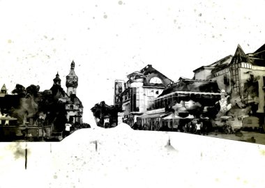 Sopot sanat çiziminde kare ve gezinti mimari dönüm noktası