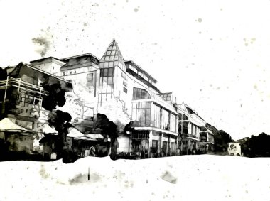 Sopot sanat çiziminde kare ve gezinti mimari dönüm noktası