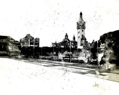 Sopot sanat çiziminde kare ve gezinti mimari dönüm noktası